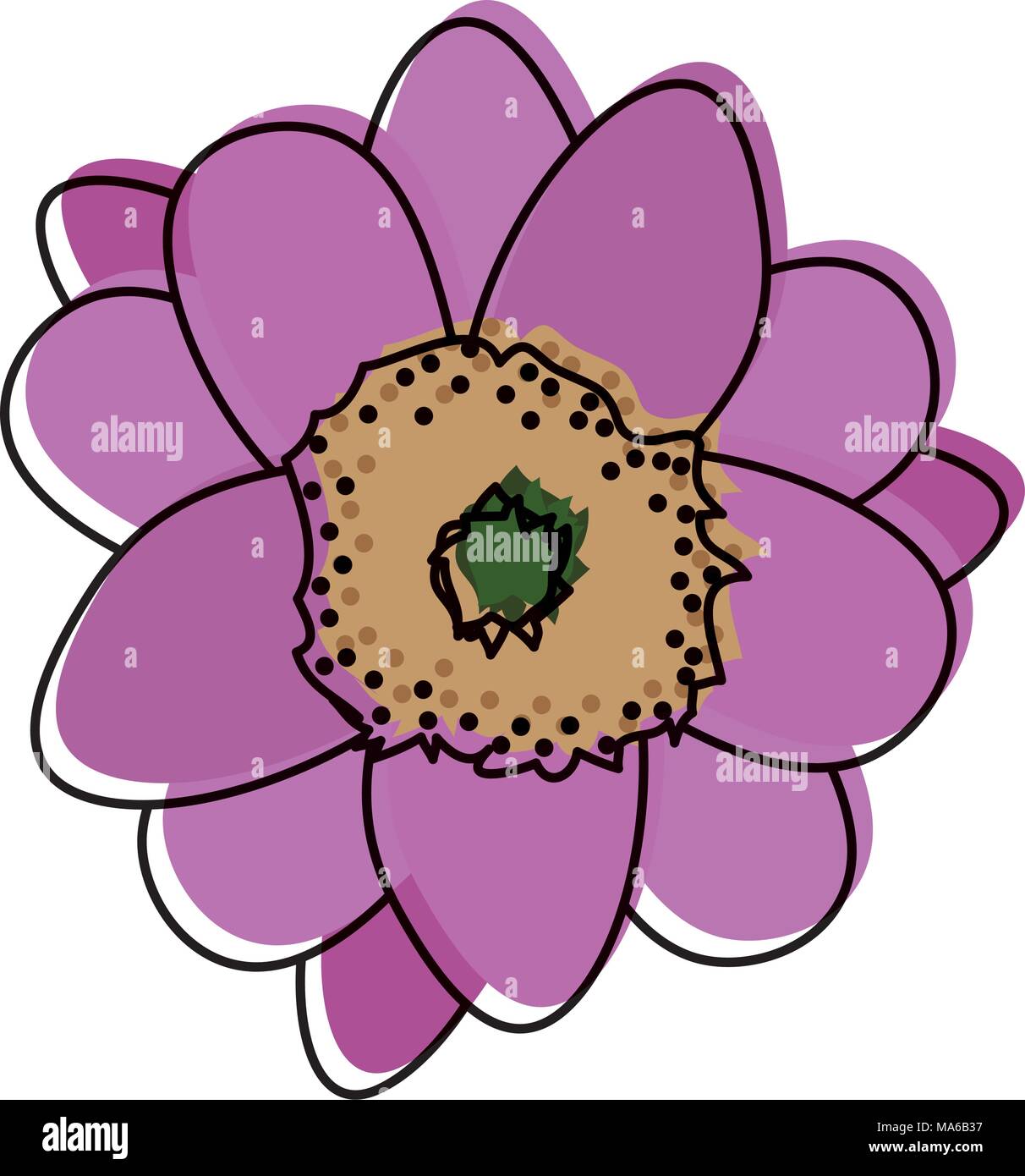 moved color cute flowers with cute nature petals Stock Vector Image ...