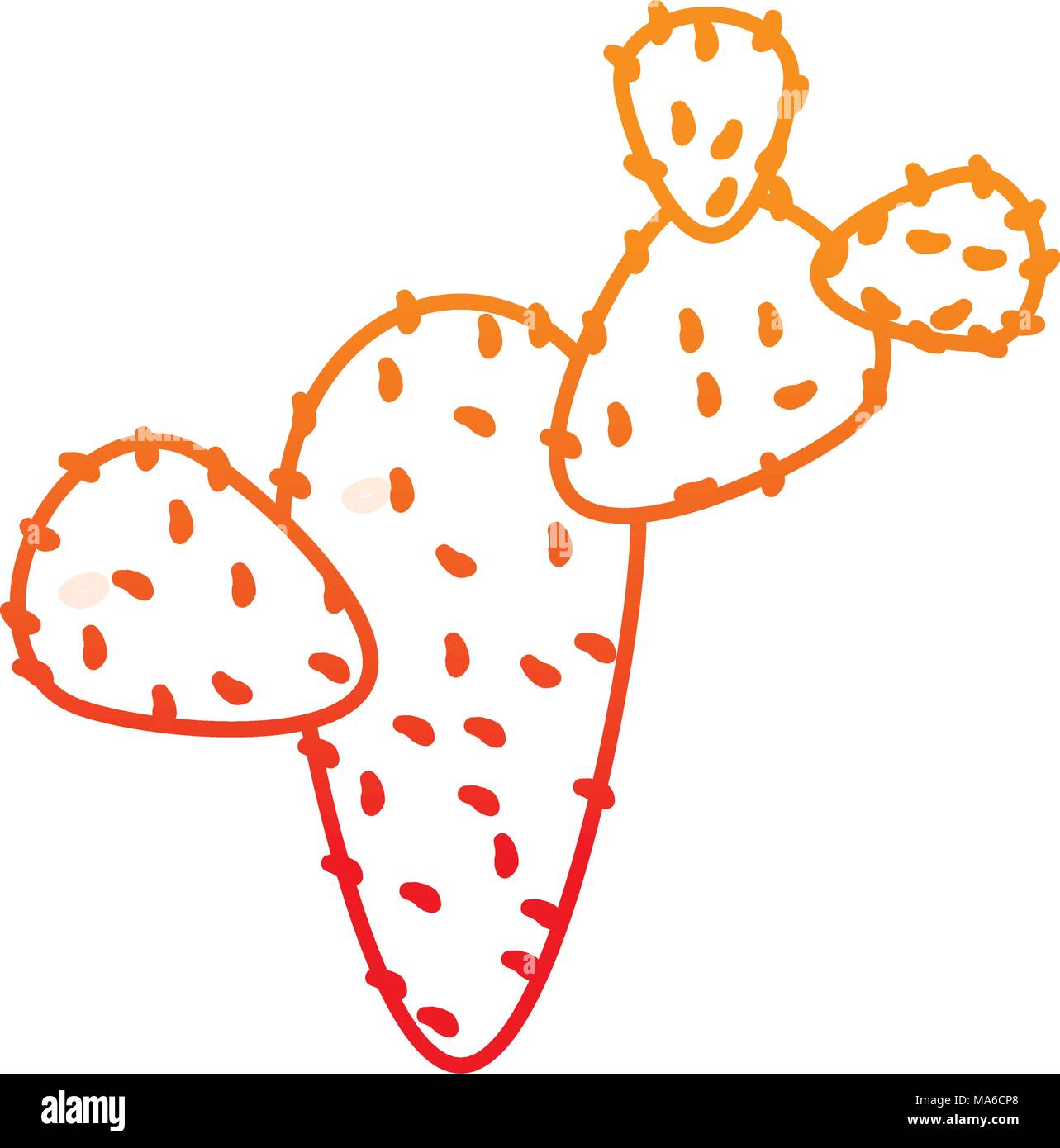 degraded line tropical cactus plant design in the desert Stock Vector ...