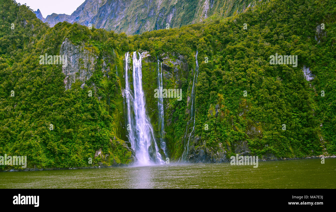 Stirling Falls, Milford Sound - New Zealand Stock Photo
