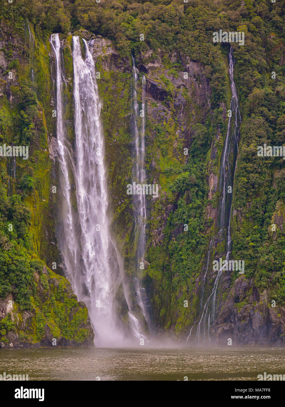 Stirling Falls, Milford Sound - New Zealand Stock Photo