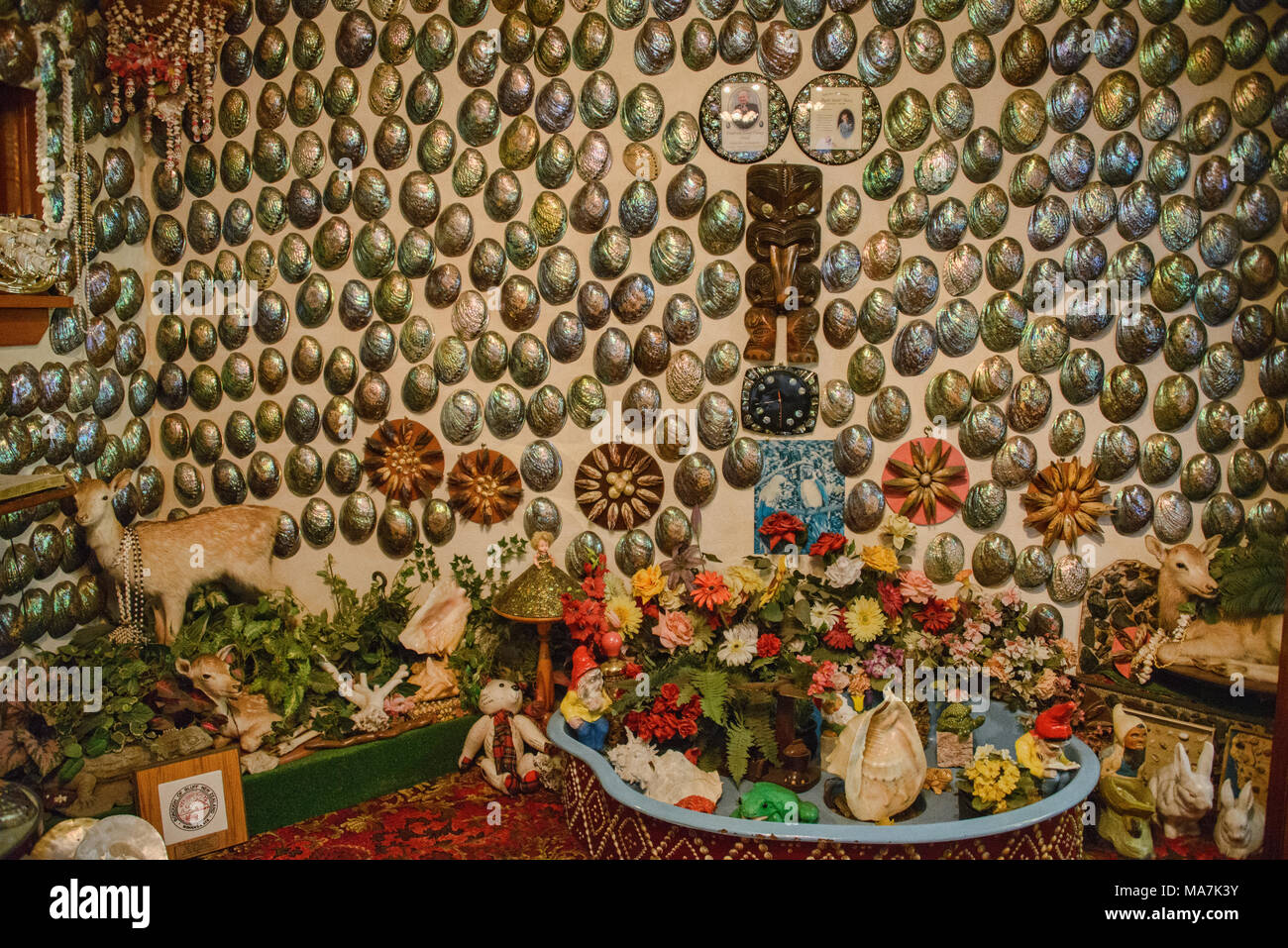 Fred and Myrtle Flutey's Paua Shell House, Canterbury Museum, Christchurch, New Zealand Stock Photo