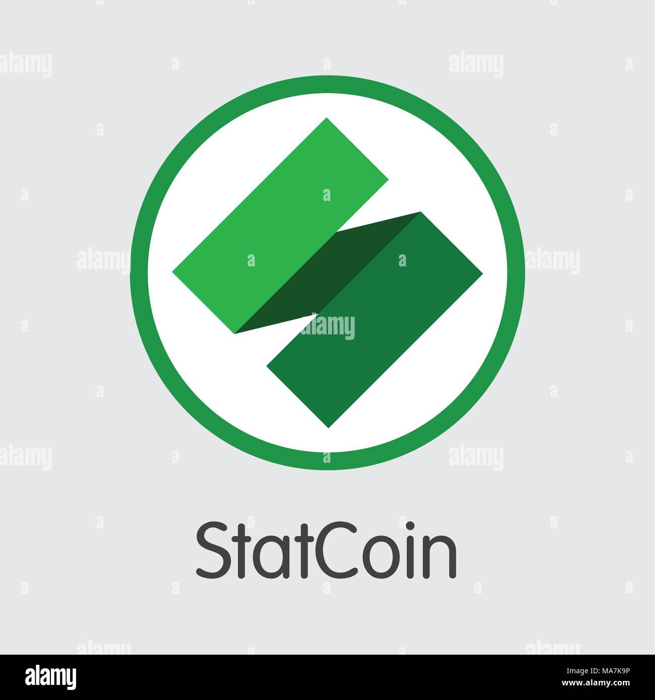 Statcoin Virtual Currency Coin. Vector Trading Sign of SBC. Stock Vector