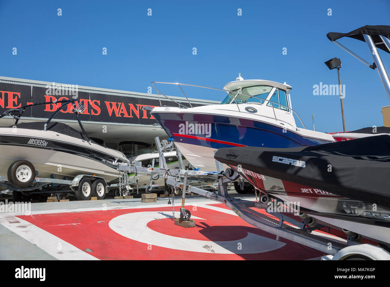 Power trailer boats on sale in Sydney,Australia Stock Photo Alamy