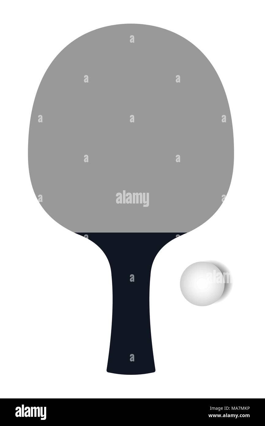 Gray Table tennis racket with ball icon in flat style isolated on white ...