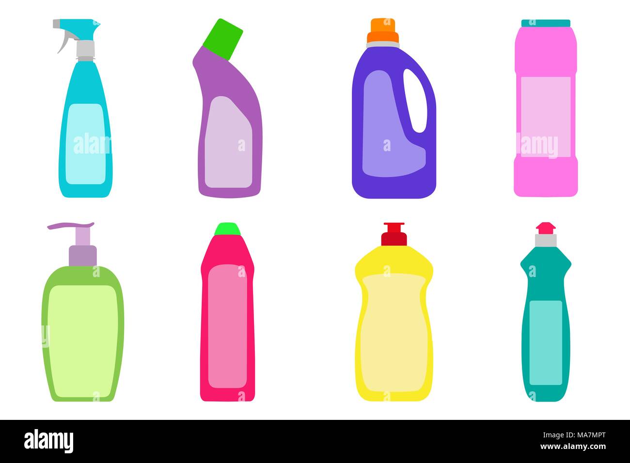 The bottles of detergent, washing powder, detergent powder, bottle of