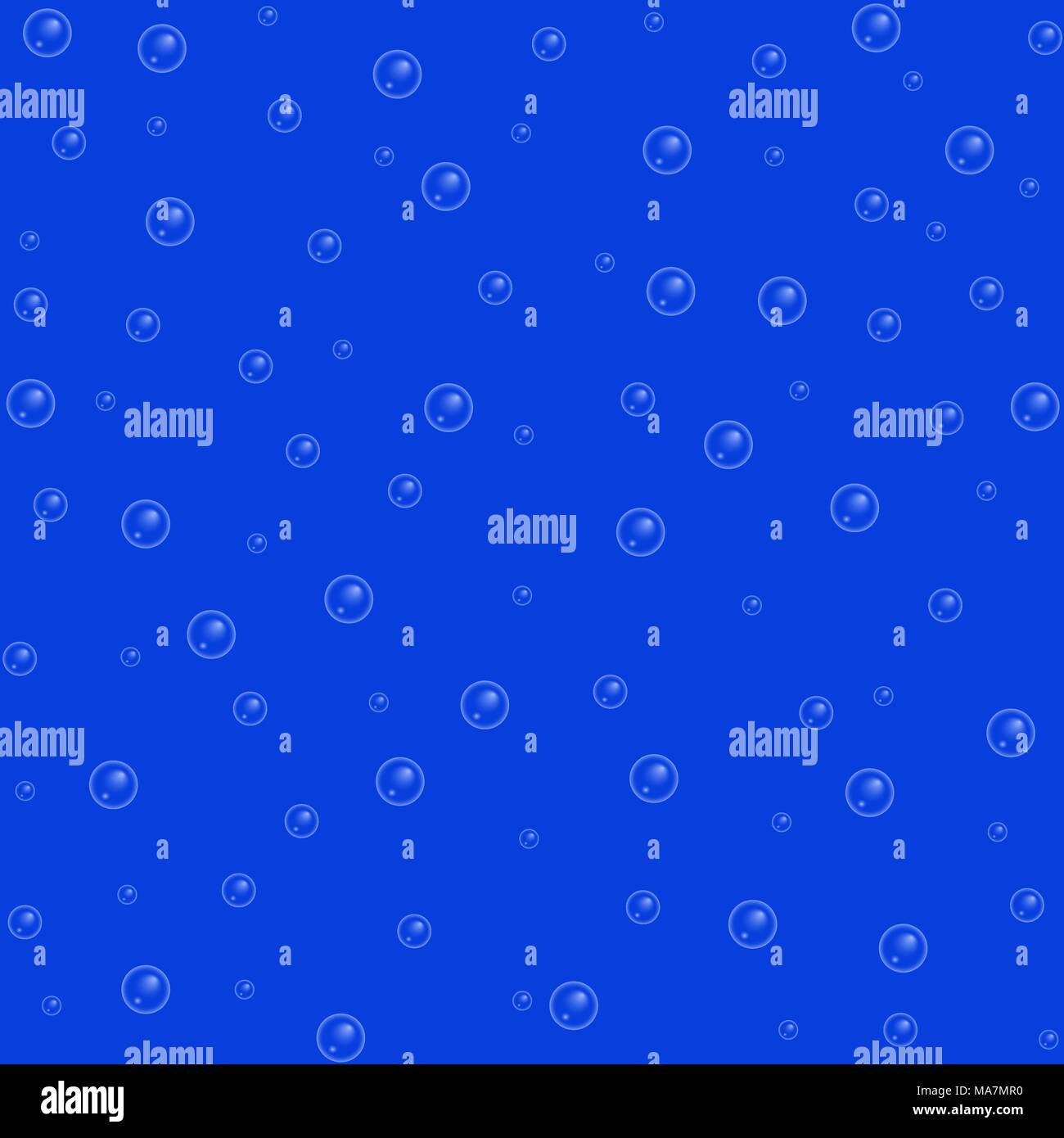 Bubbles in water on blue background, seamless pattern. Vector ...