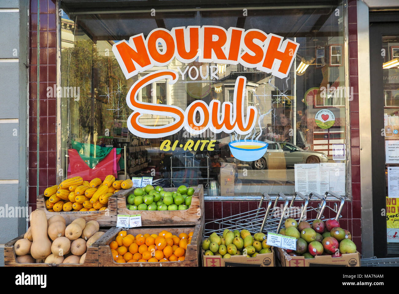 Fruit and vegetable shop in San Francisco suburb Stock Photo