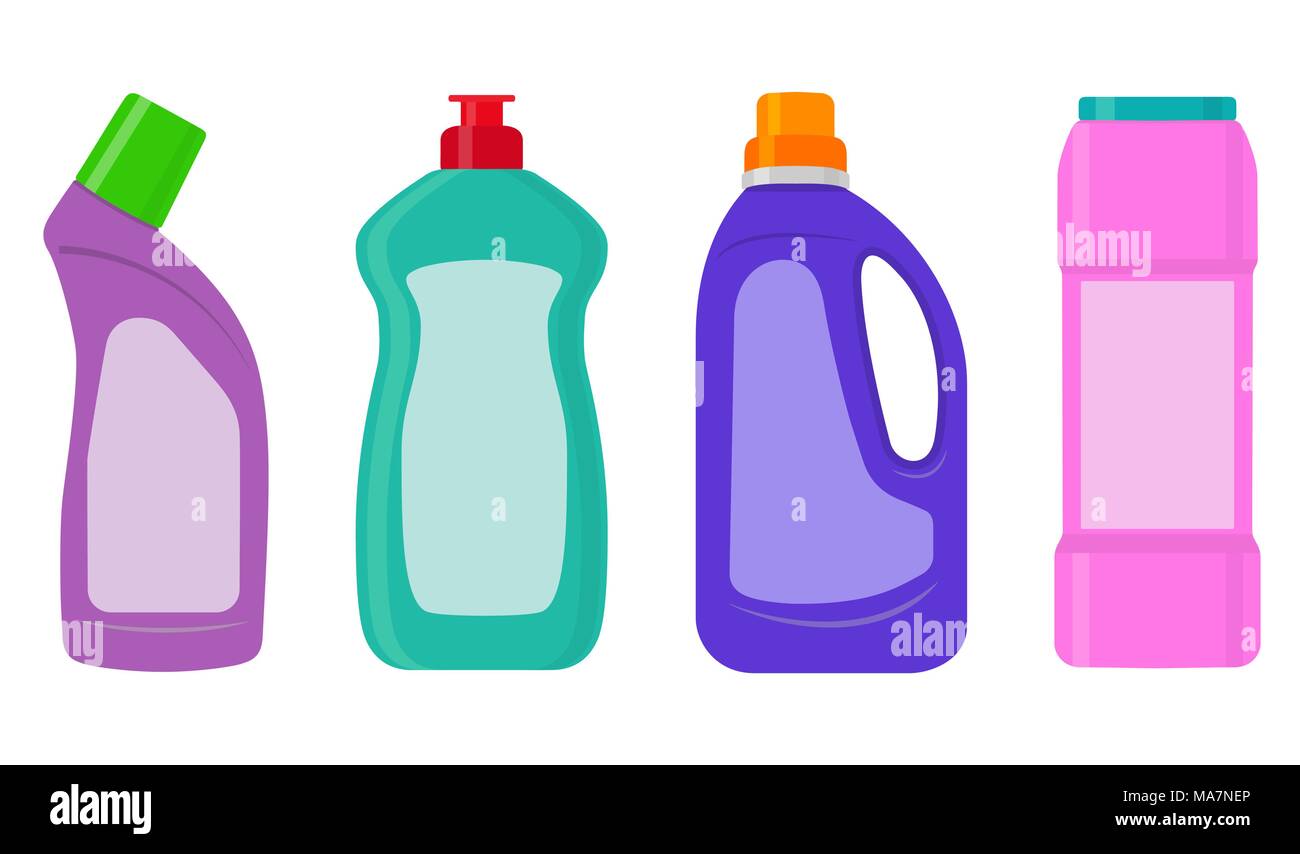 The bottles of detergent, washing powder, detergent powder, bottle of