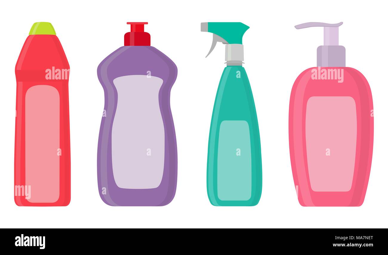 The bottles of detergent, washing powder, detergent powder, bottle of