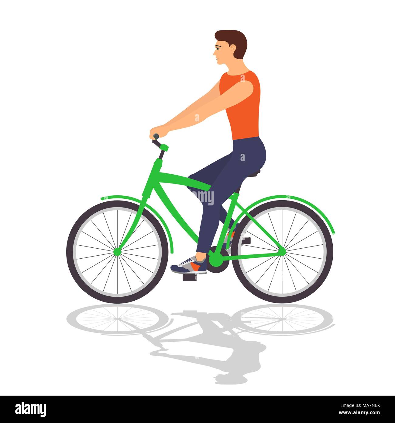 Man on bicycle isolated on white background. Vector illustration Stock ...