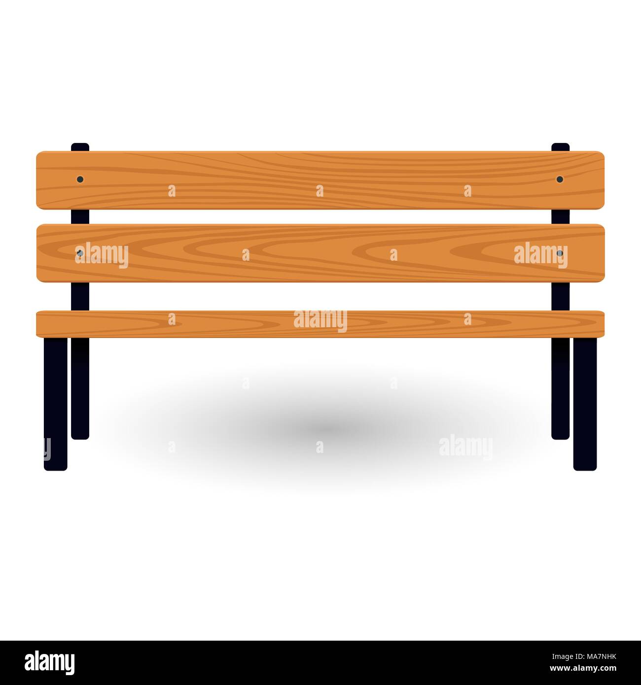 Wooden bench isolated on white background. Bench with realistic wooden texture in flat style Stock Vector