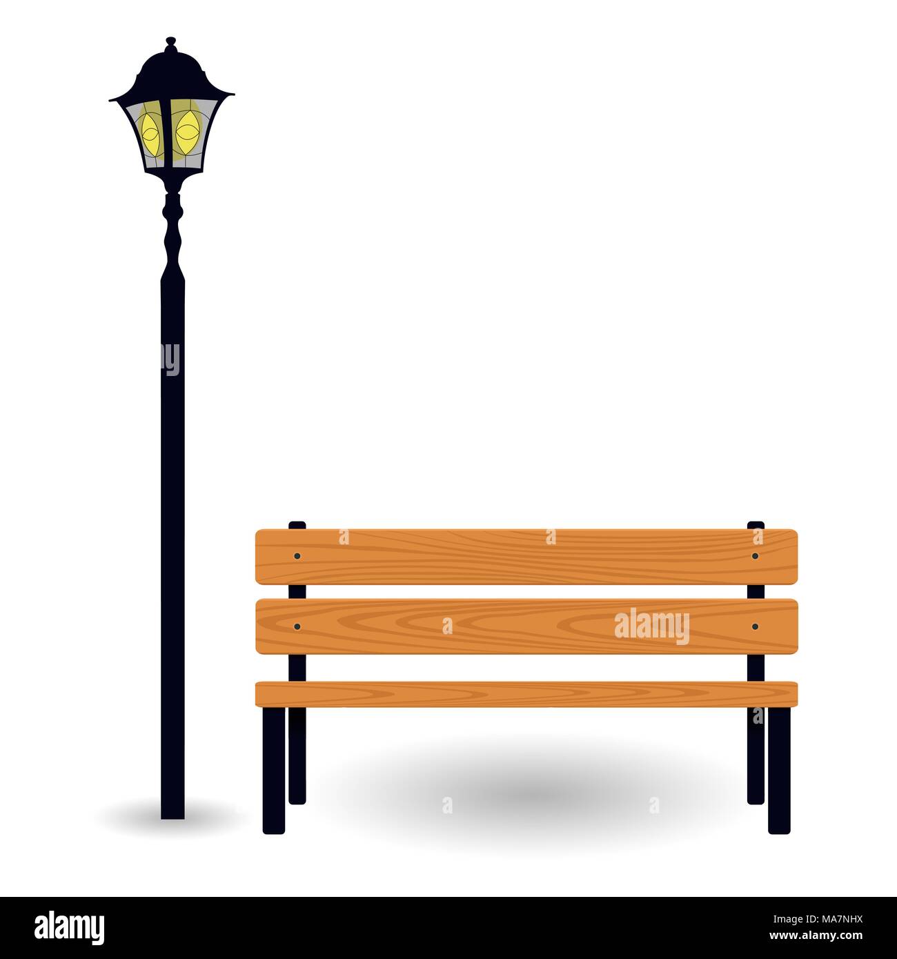 Bench and streetlight isolated on white. Vector illustration Stock ...