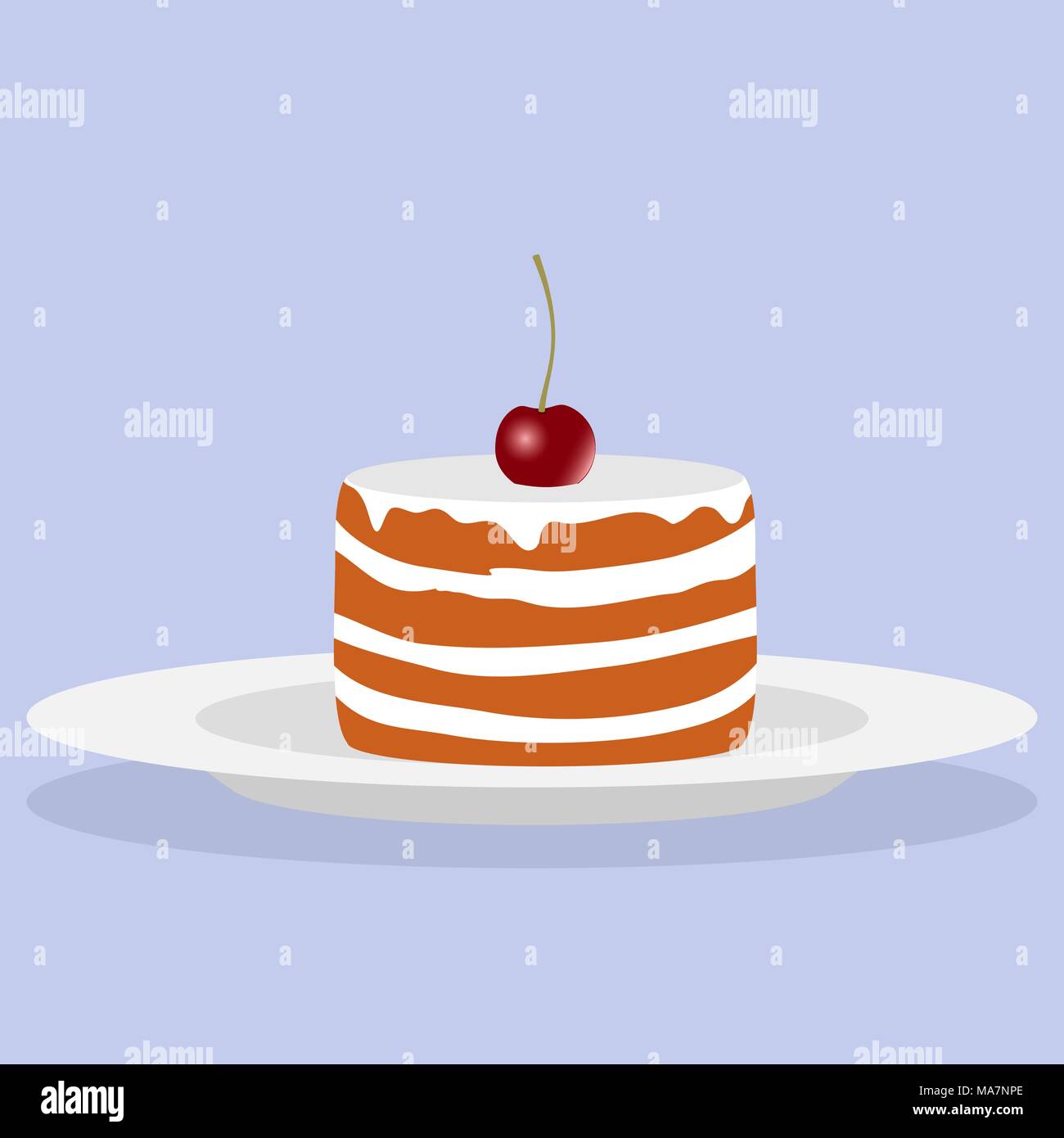 Delicious cake with cream and cherry. Vector illustration Stock Vector ...