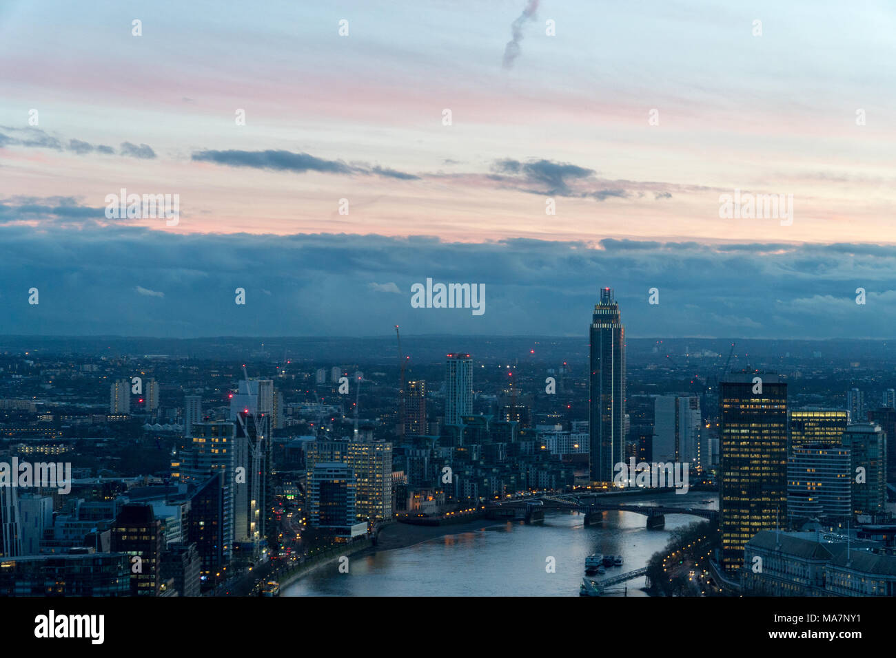 Aerial view london dusk hi-res stock photography and images - Alamy