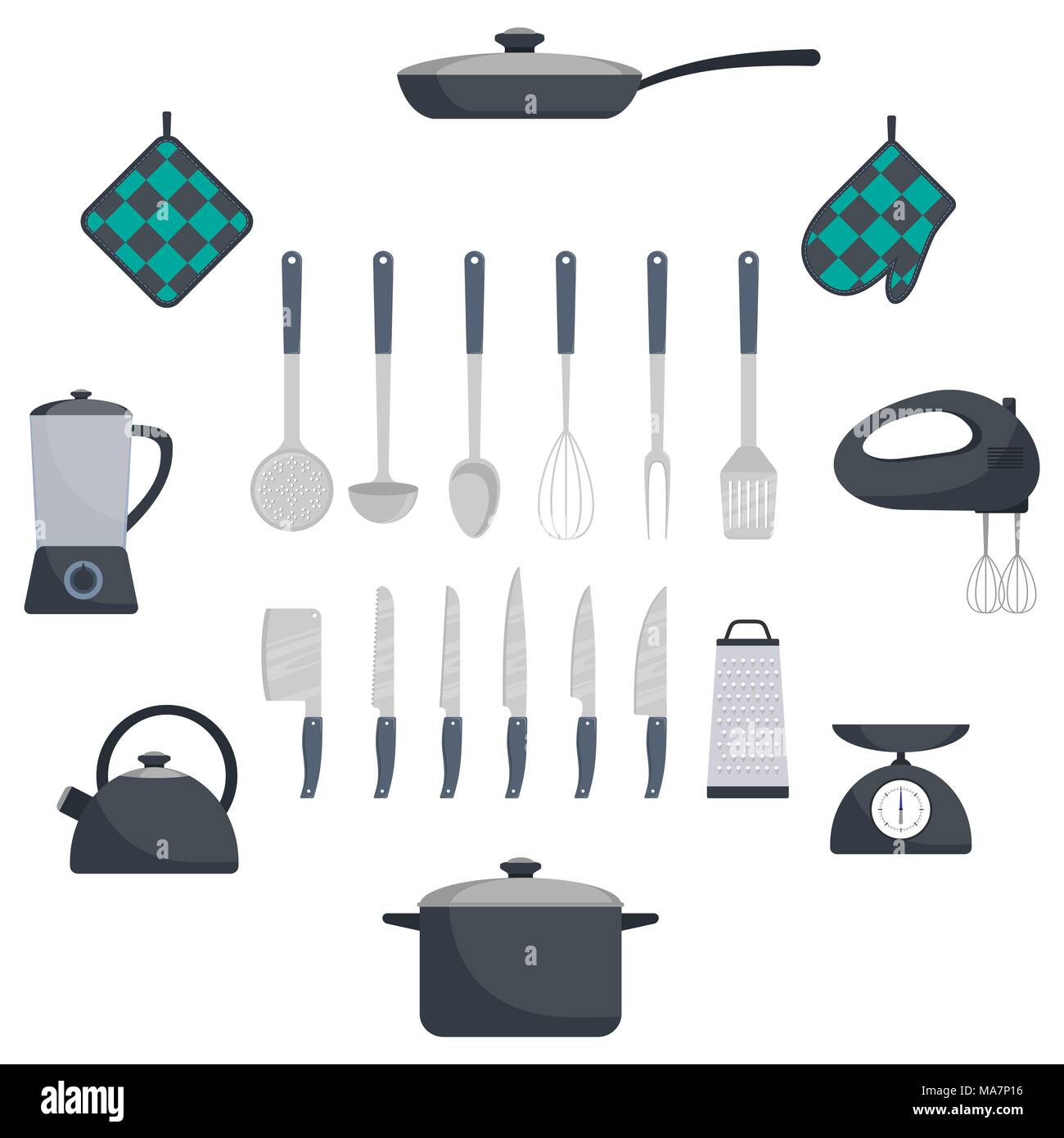 Set kitchen utensils collection appliances Vector Image