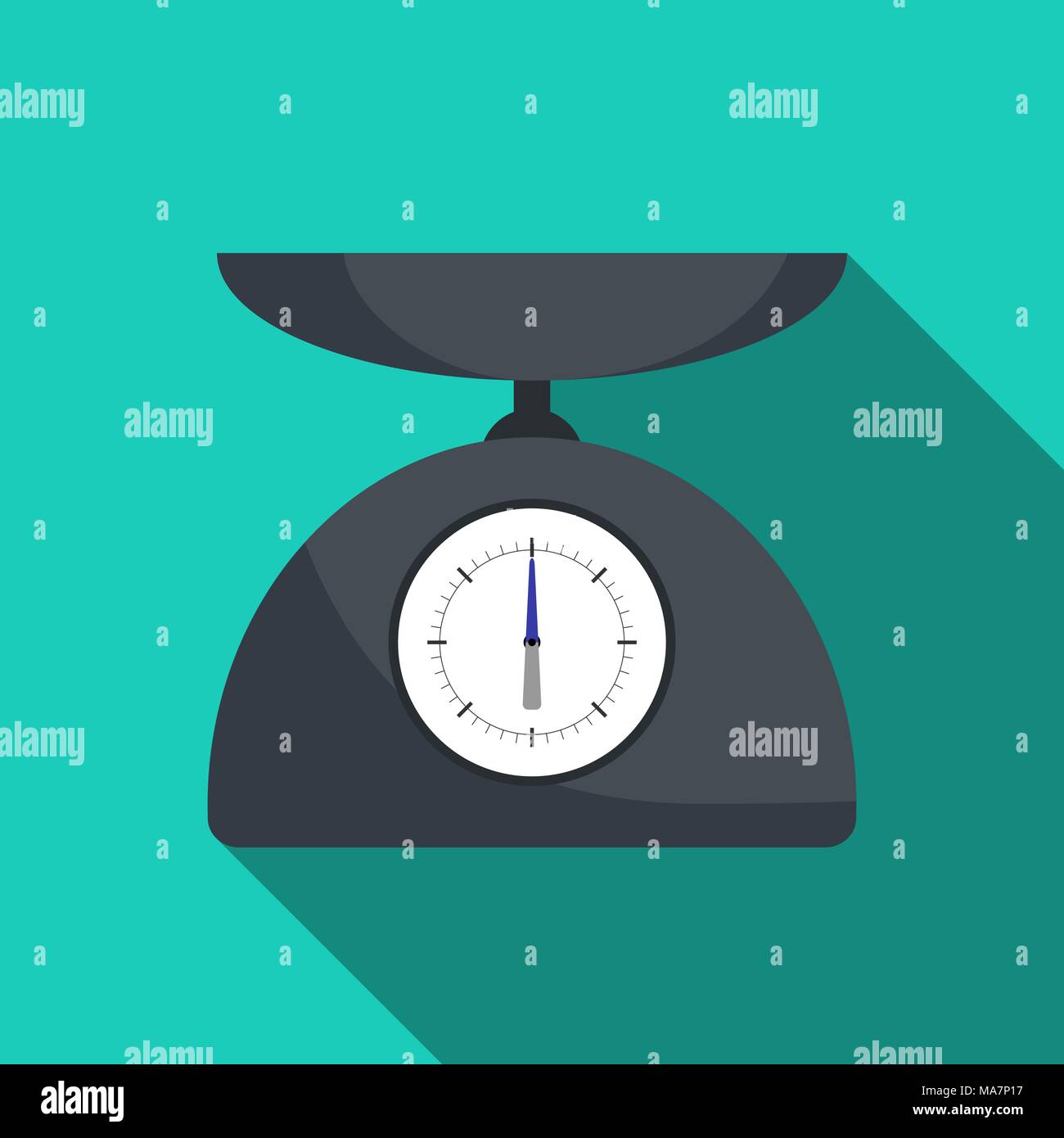 Cute kitchen scale in flat style with long shadow. Vector illustration Stock Vector