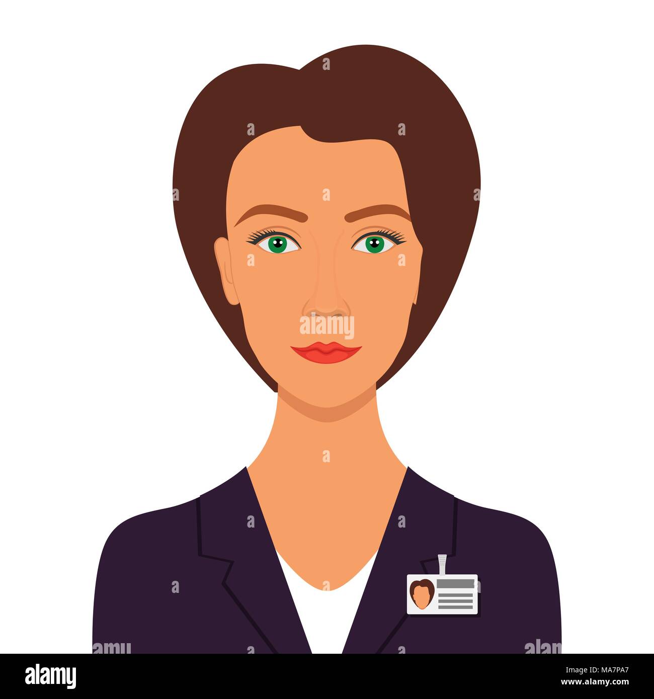 Elegant pretty woman in business suit with badge. Woman business avatar ...