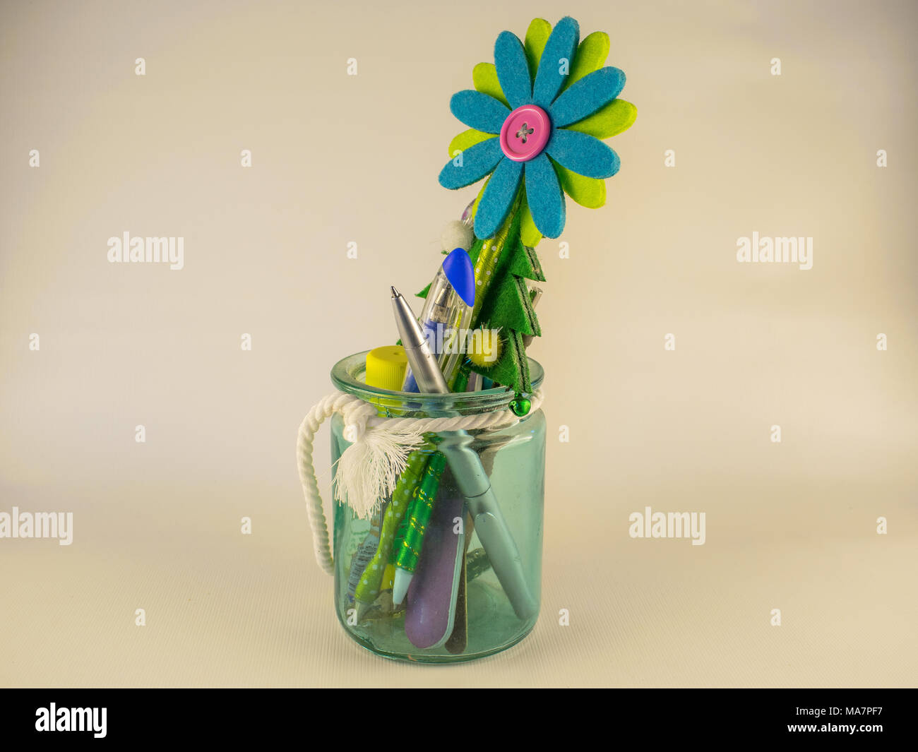pen holder jar vintage Stock Photo Alamy