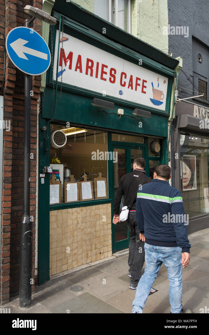 The exterior of Marie's Cafe on Lower Marsh, Lambeth, London, SE1, UK Stock Photo