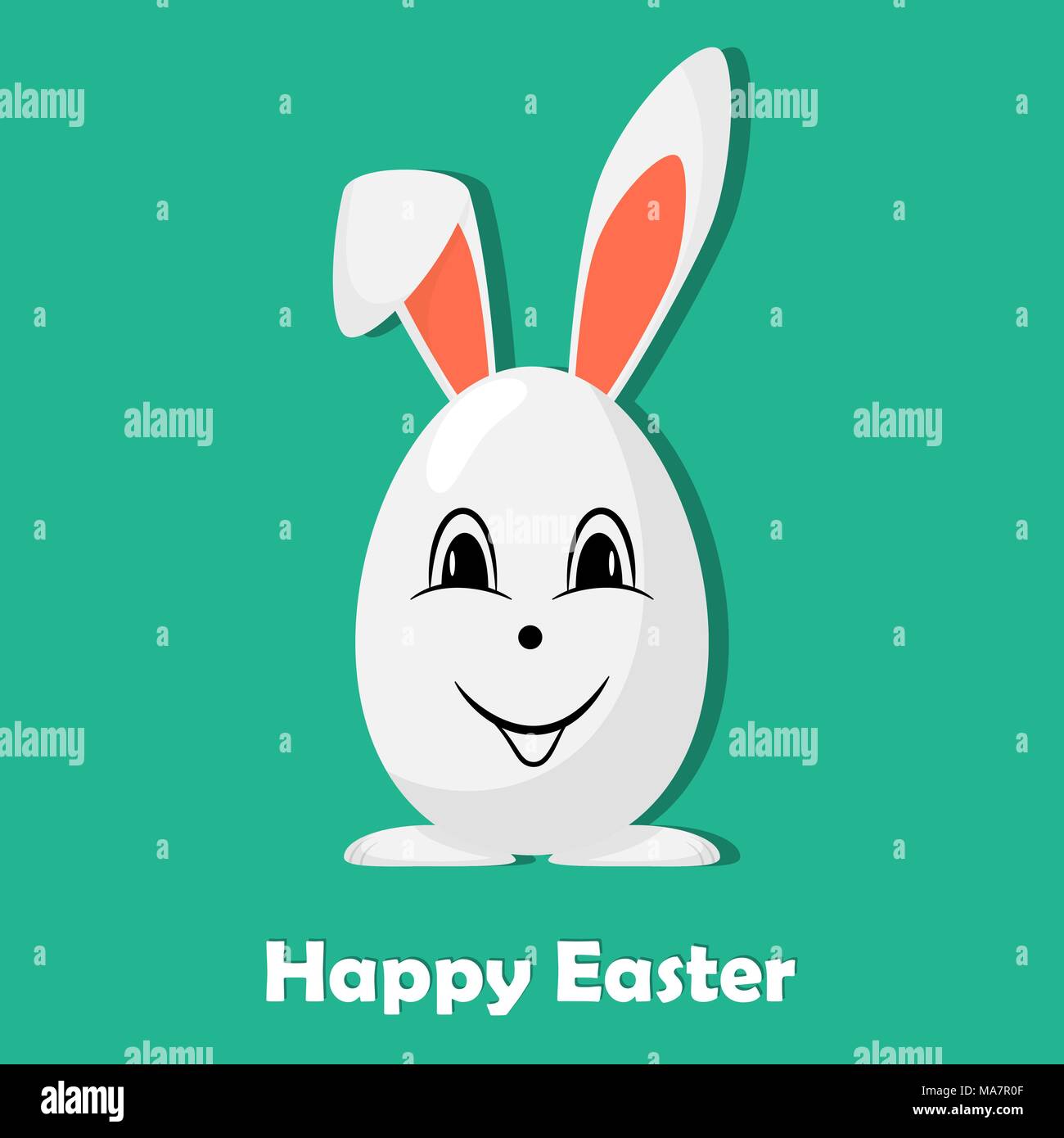 Happy Easter Egg With Rabbit Ears And Paws Easter Card Design Vector Illustration In Flat Style Stock Vector Image Art Alamy