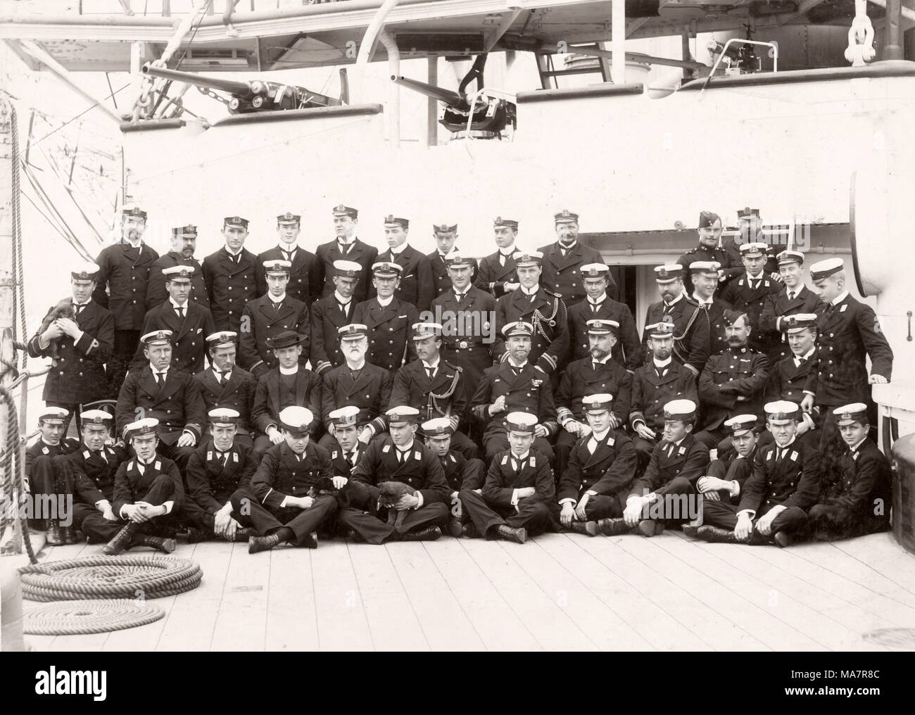19th century/1900 vintage photograph - officers of HMS Centurion, British battleship which was action during the boxer Rebellion in China Stock Photo