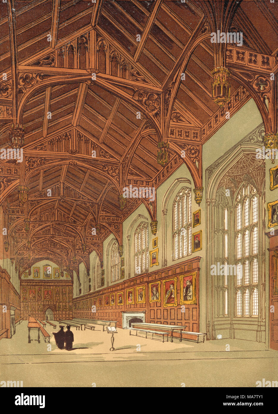 The Great Hall, Christ Church College, Oxford, 19th Century Stock Photo