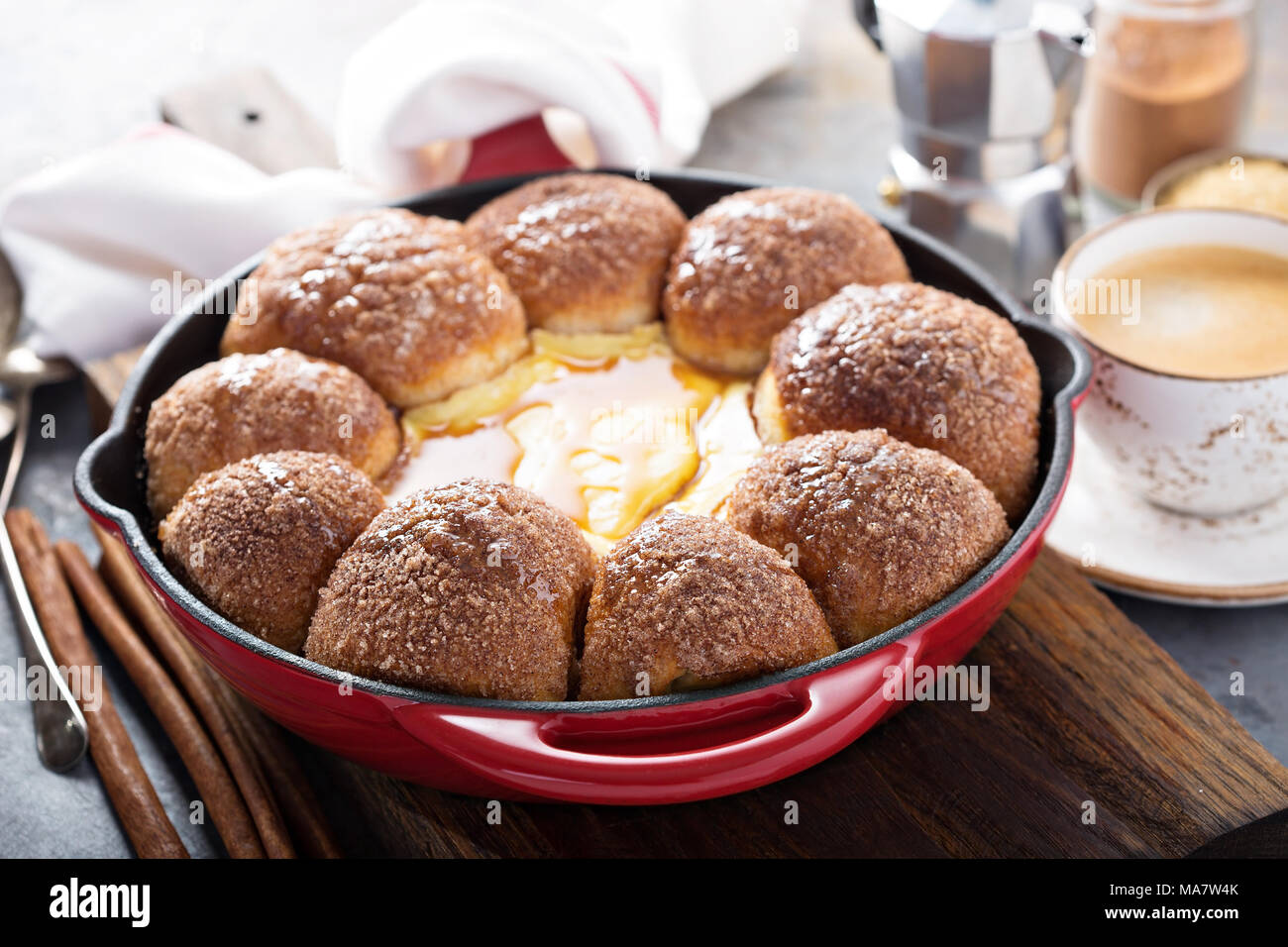 Cinnamon sugar buns with cream cheese dip Stock Photo Alamy