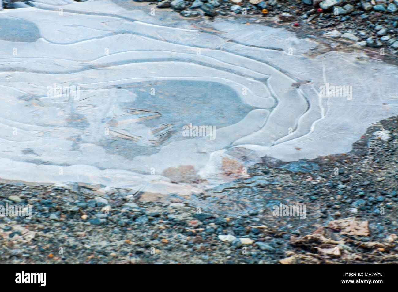Forming ice formations creates a abstract design. Stock Photo