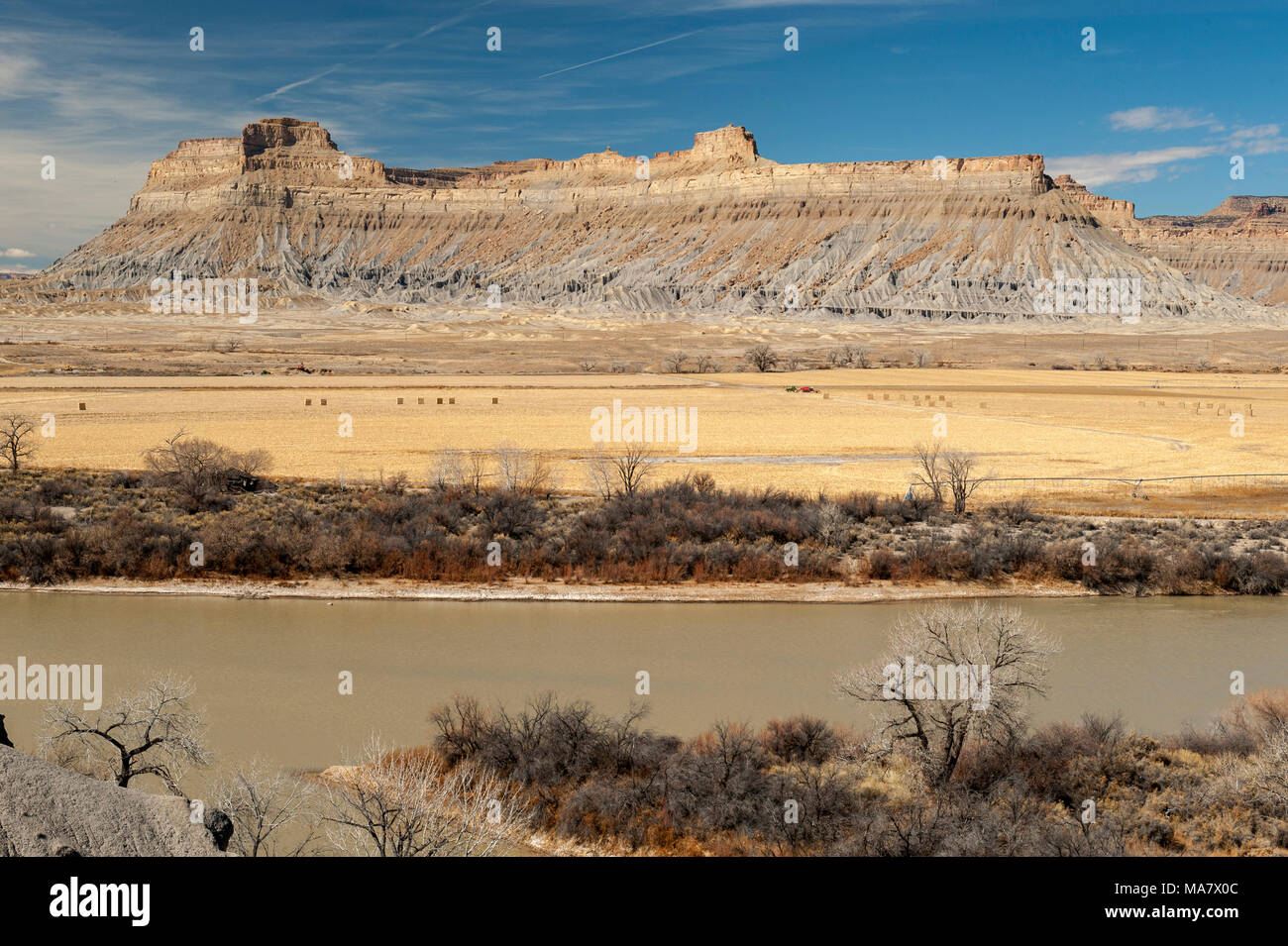 The picturesque Book Cliffs and the Green River, near Green River, Utah