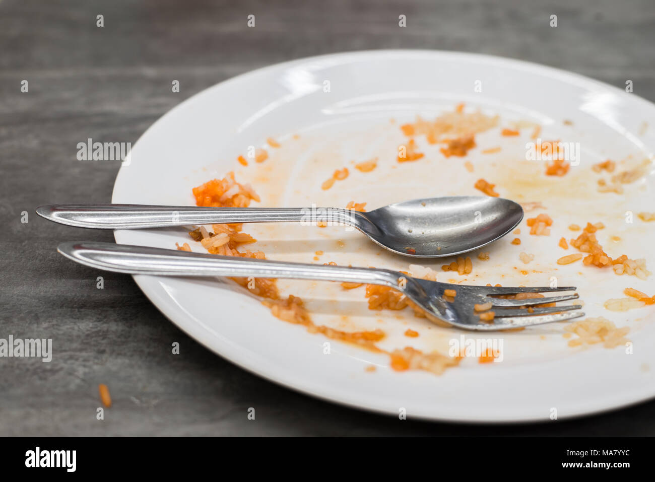 dirty and empty dishes after eating food Stock Photo Alamy