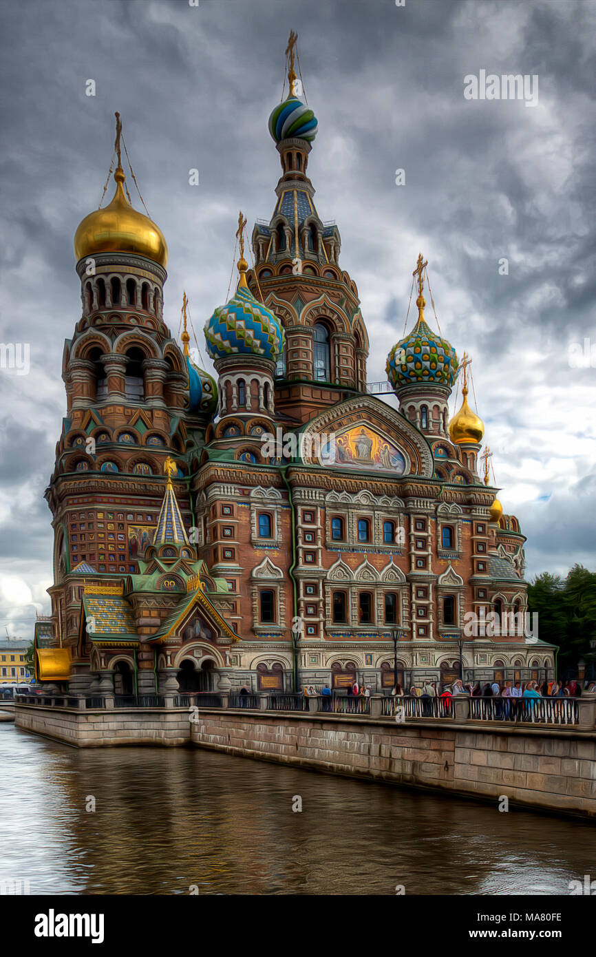 Russian Orthodox Church - Saint Petersburg.Church of the Savior on Blood Stock Photo