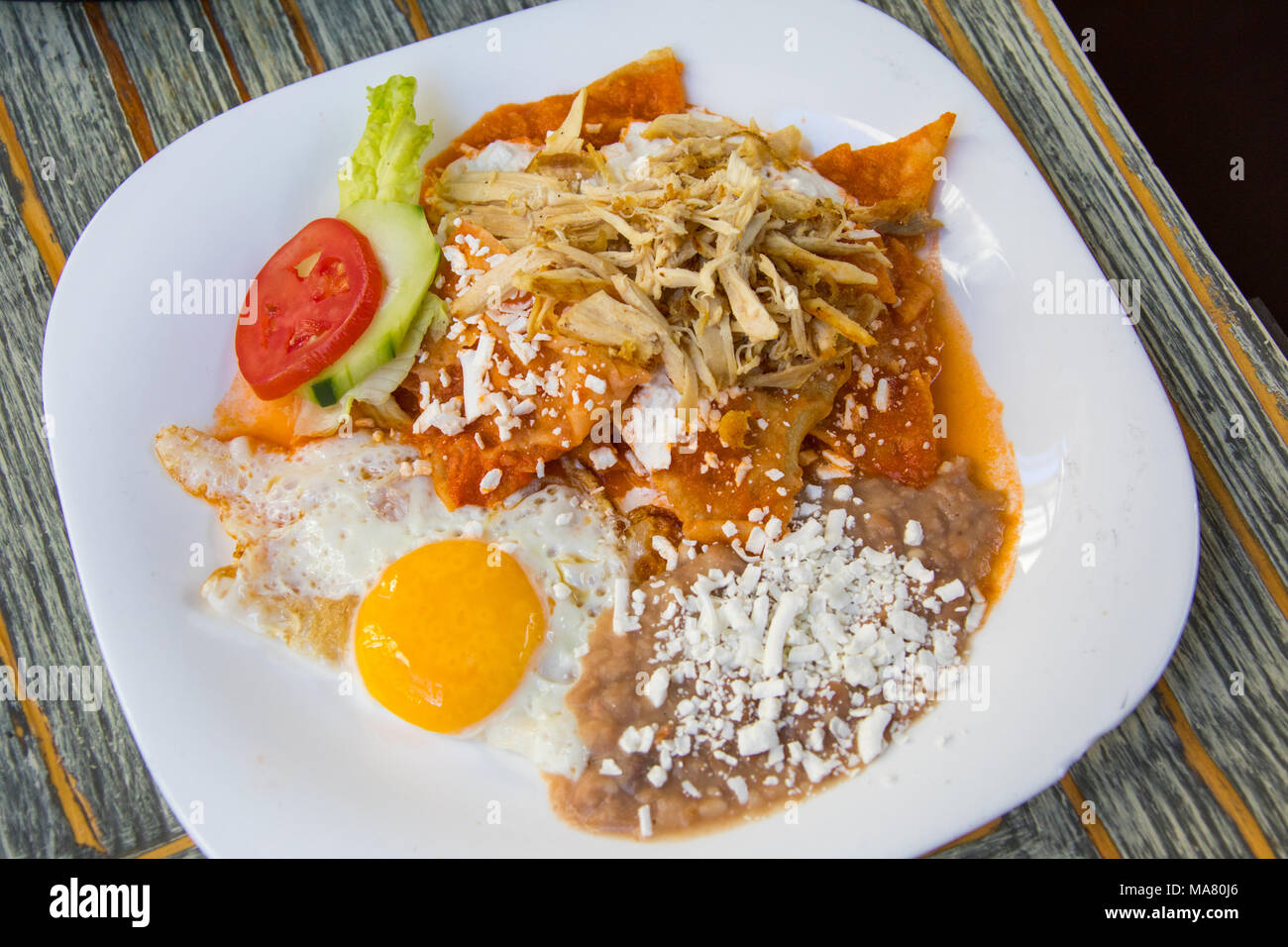 Chilaquiles, a traditionaly Mexican Breakfast, Guanajuato, Mexico Stock Photo