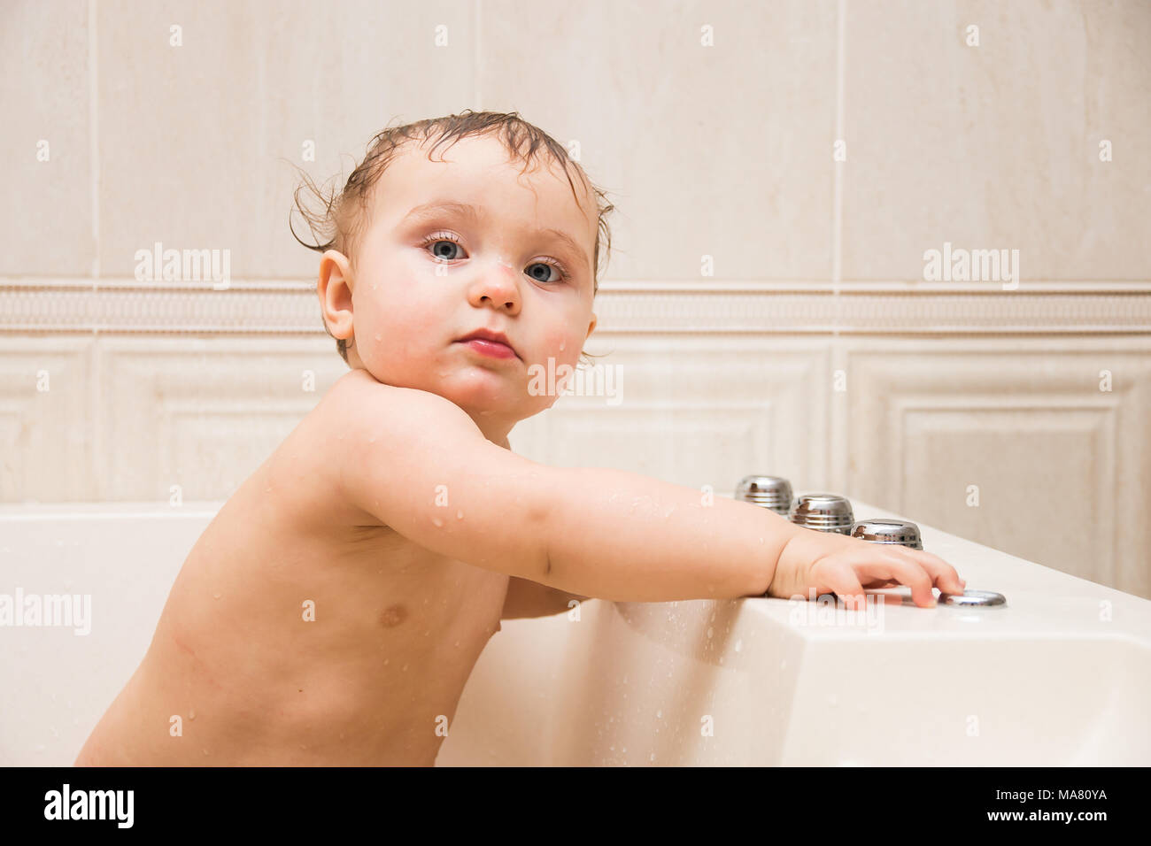 little girl bathes in a Jacuzzi Stock Photo Alamy