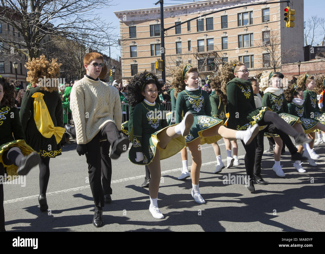 St. Patrick's Day Parade in Park Slope, Brooklyn, NY. Children from