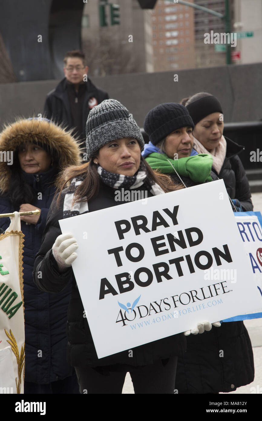 International Gift Of Life annual rally and walk of  Pro-Life groups & individuals took place on Palm Sunday March 24, 2018 in lower Manhattan. Stock Photo