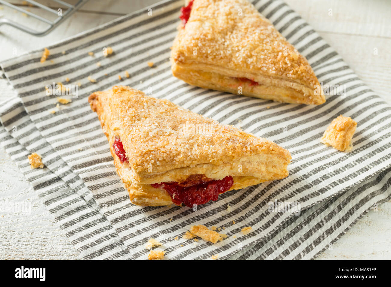 Homemade Cherry Turnover Pastries Ready to Eat Stock Photo