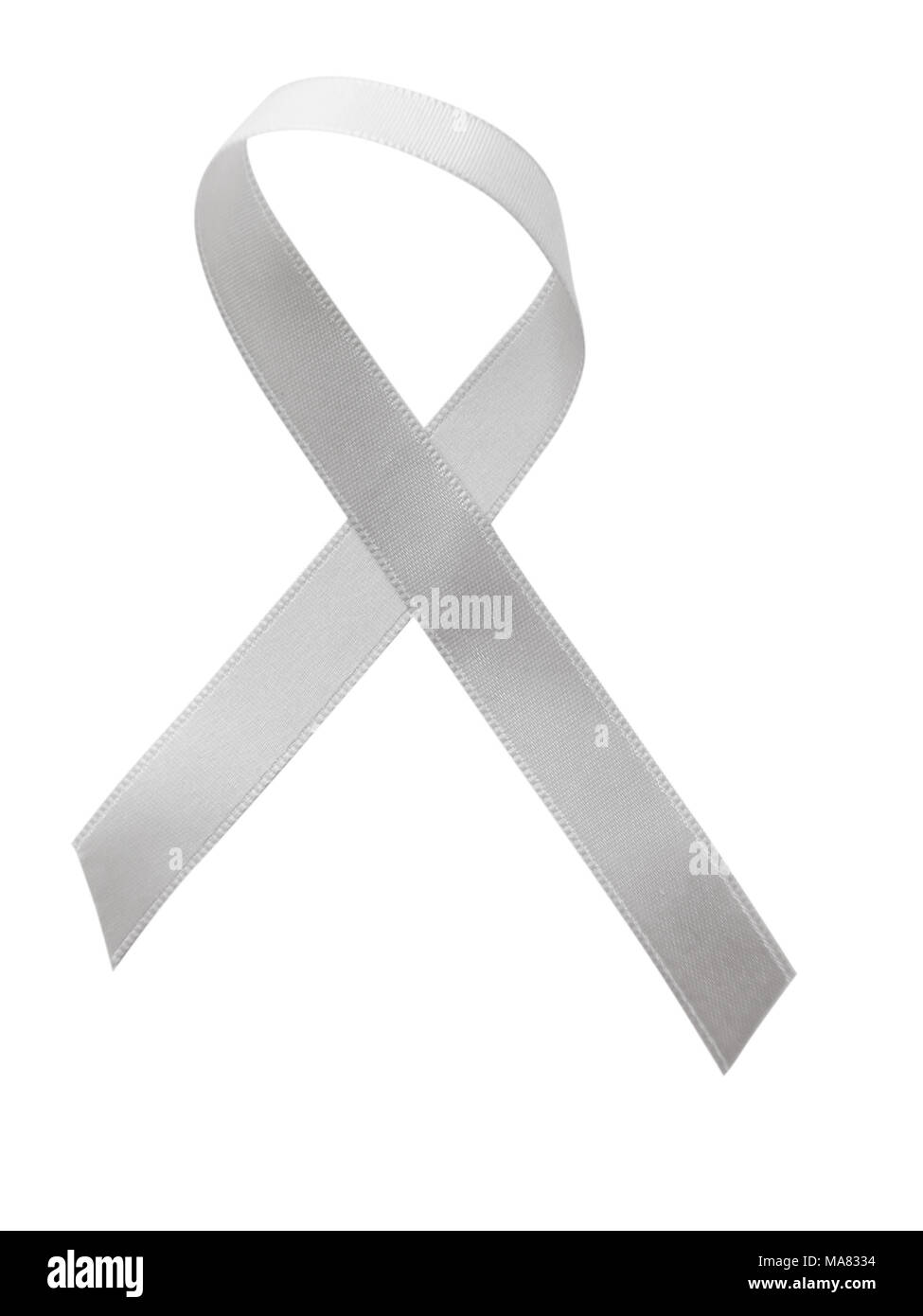 White ribbon awareness isolated on white background. Clipping Path included Stock Photo