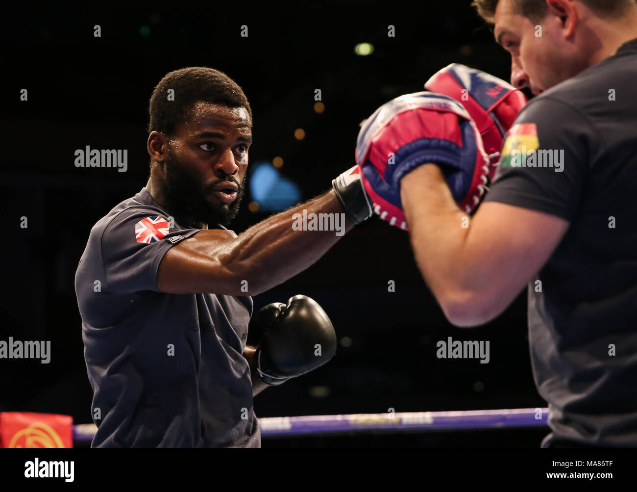 03-28-2018, St Davids Hall, Cardiff.    Joshua Buatsi Training  Pubic work out for the Anthony Joshua V Joseph Parker Unified World Title fight.   Ant Stock Photo