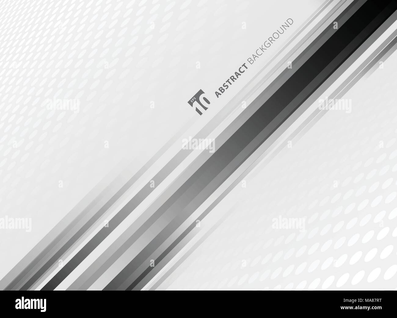 Abstract circle pattern white and gray color perspective background with striped black gradient tilted geometric. halftone texture. Vector graphic ill Stock Vector
