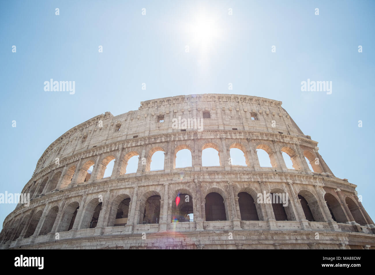 The Colosseum, an oval amphitheatre in the center of the city of Rome