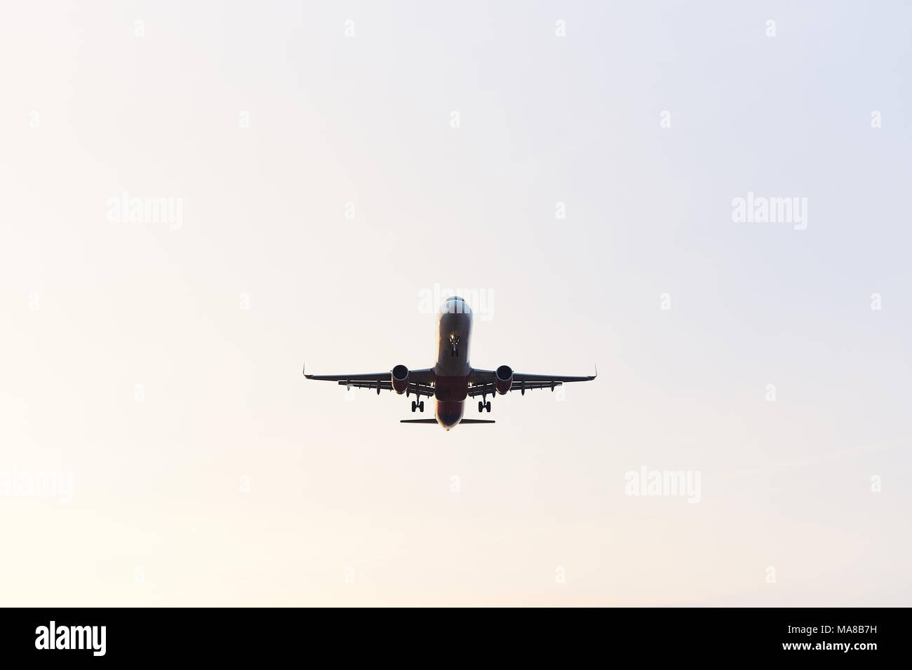 Big plane fly in the sky with blue sky Stock Photo - Alamy