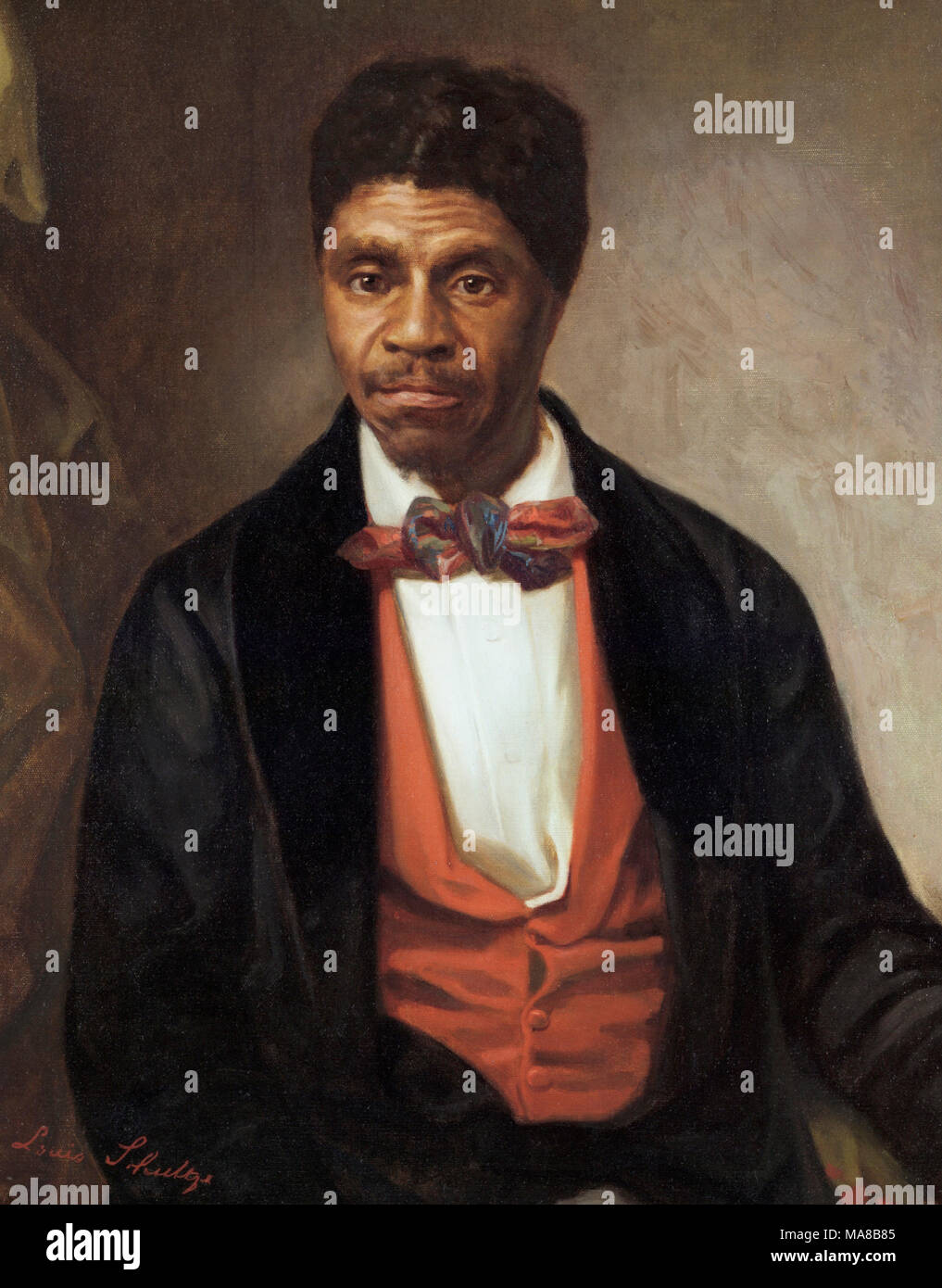 Dred Scott (c. 1799 - September 17, 1858) was an enslaved African American man in the United States who unsuccessfully sued for his freedom. Oil on canvas by Louis Schultze, 1888 Stock Photo