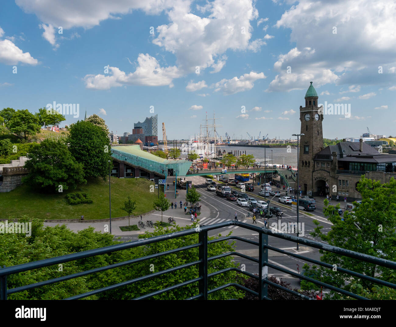 Hamburg, Germany April 03, 2016 View from above at Old Elbtunnel