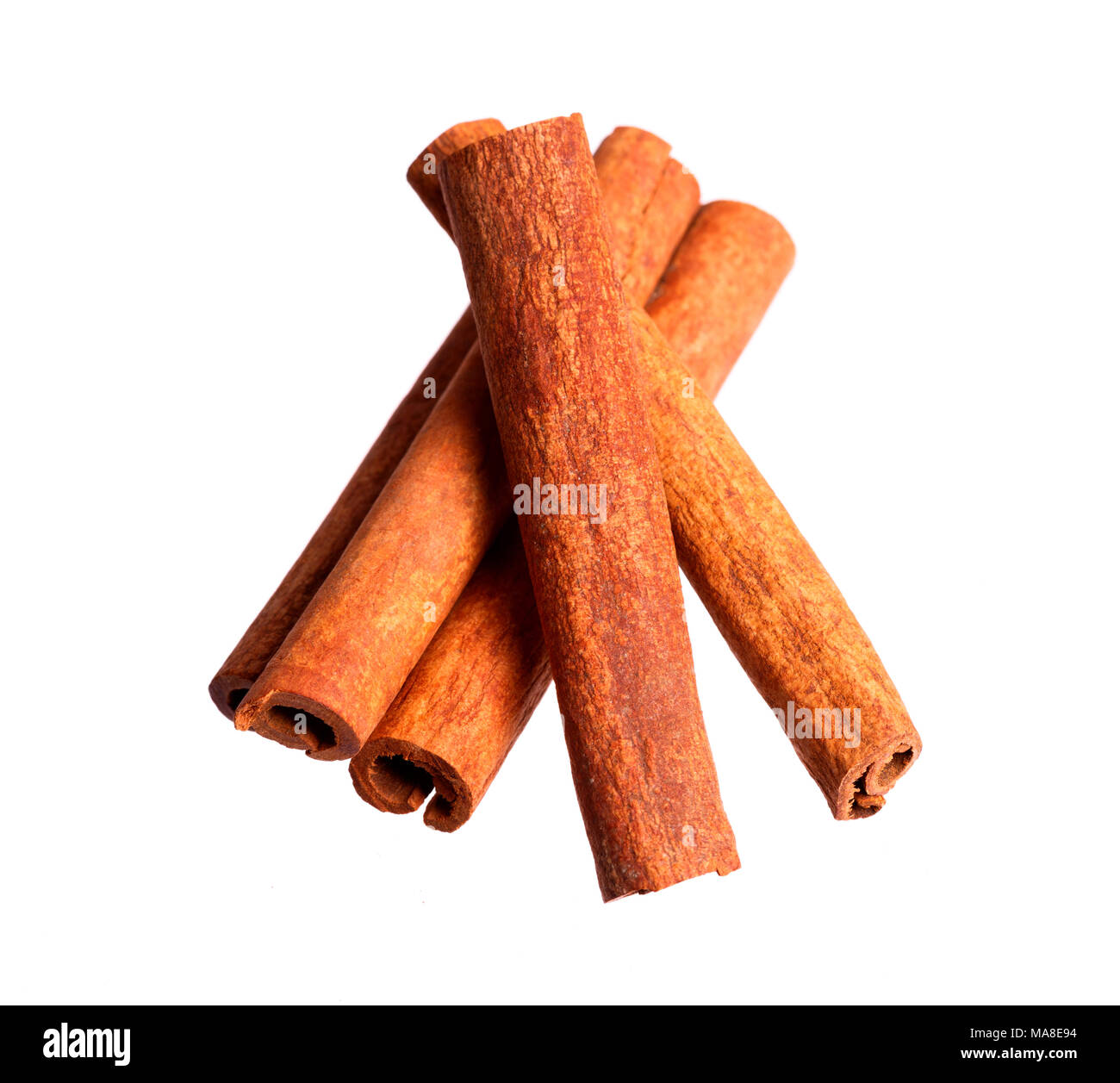 Cinnamon bark on a white background. Stock Photo
