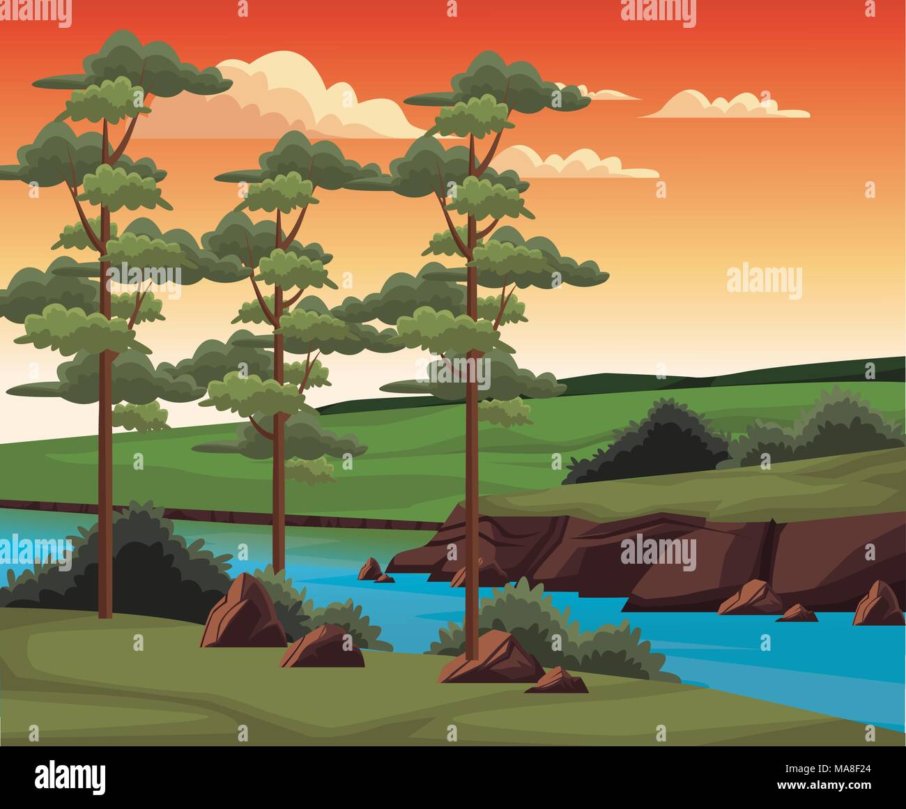 Beautiful nature landscape Stock Vector Image & Art - Alamy