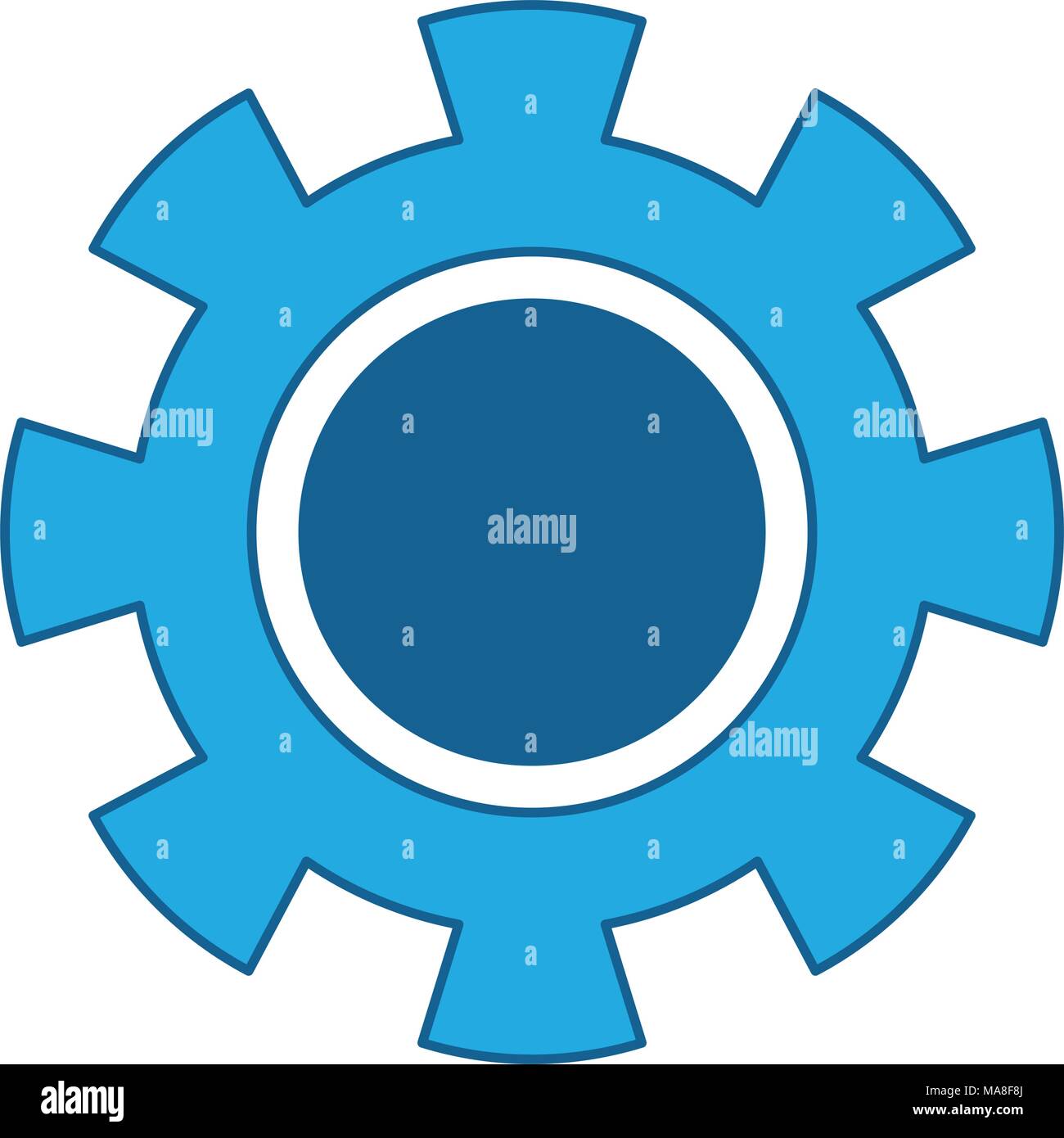 gear wheel icon over white background, blue shading design. vector