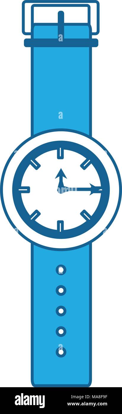 watch icon over white background, blue shading design. vector ...
