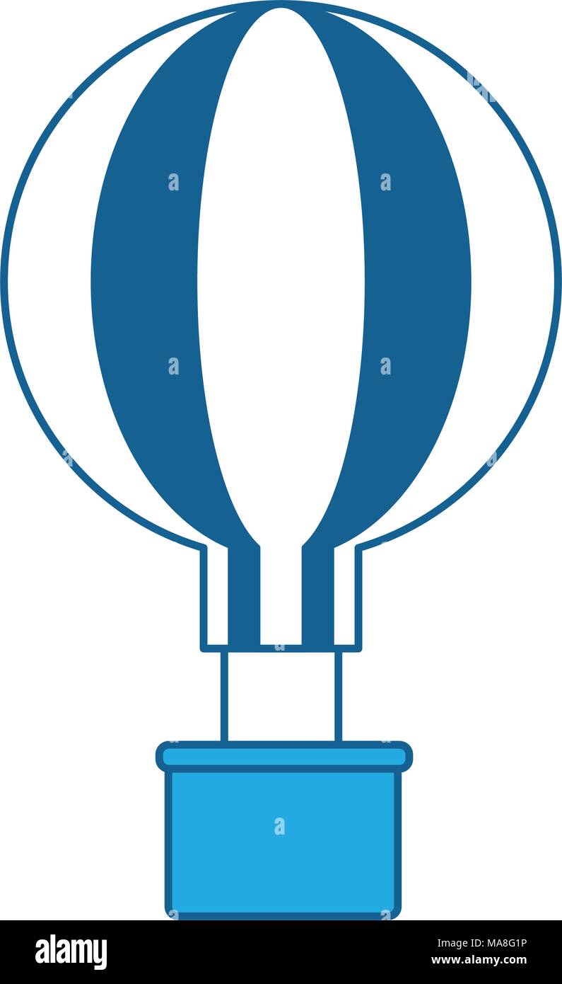 hot air balloon icon over white background, blue shading design. vector ...