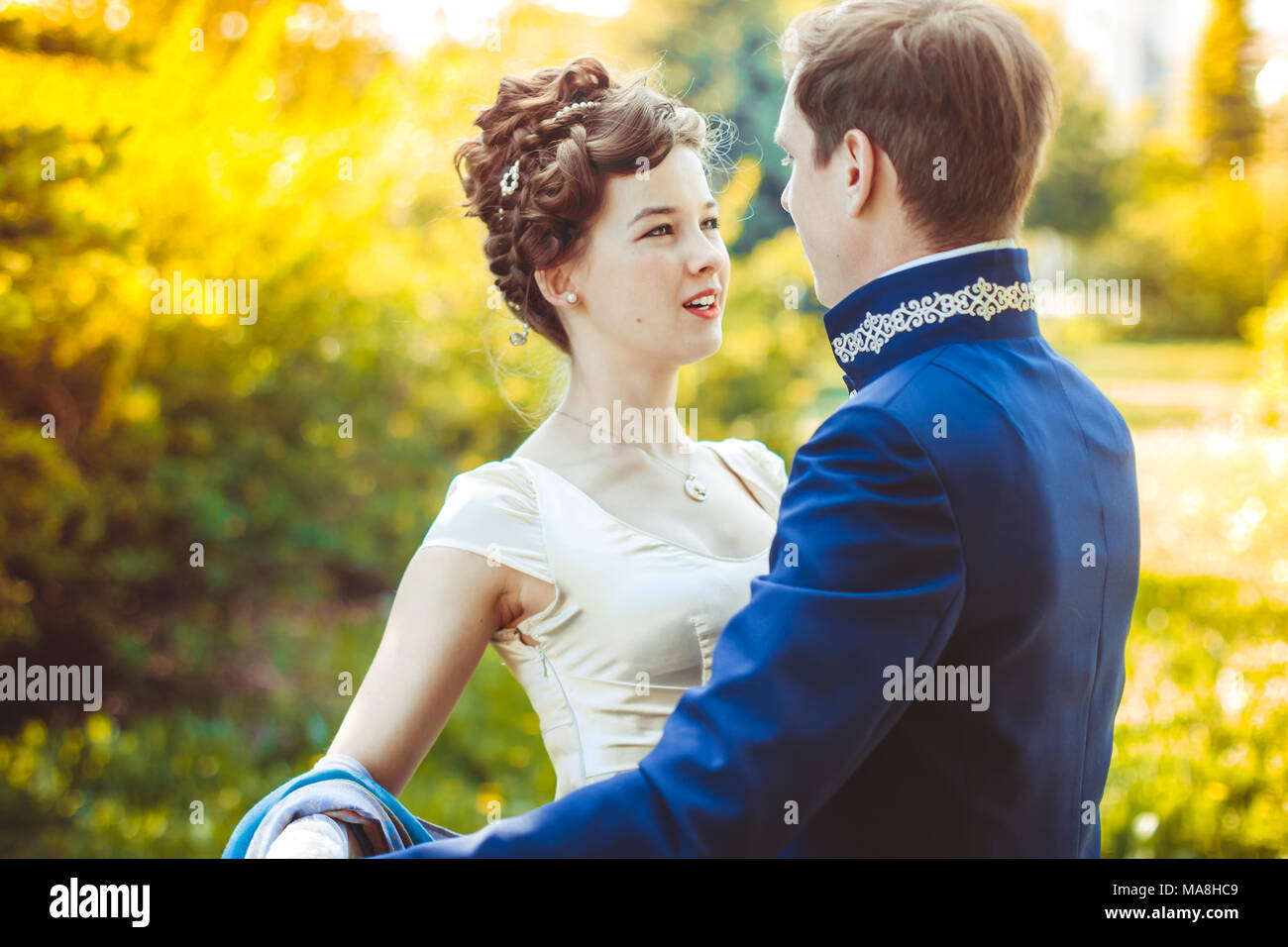 These romantic happy moments of wedding couple Stock Photo - Alamy