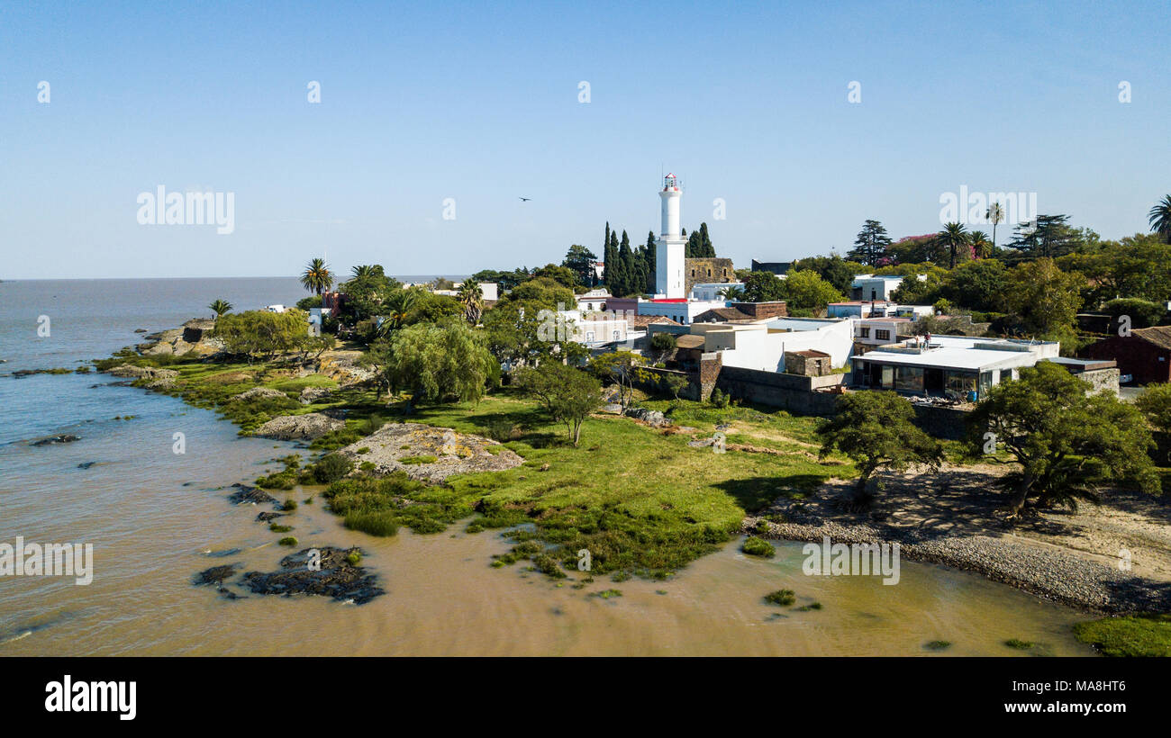 El Faro, Old Lighthouse, Colonia del Sacramento, Uruguay Stock Photo